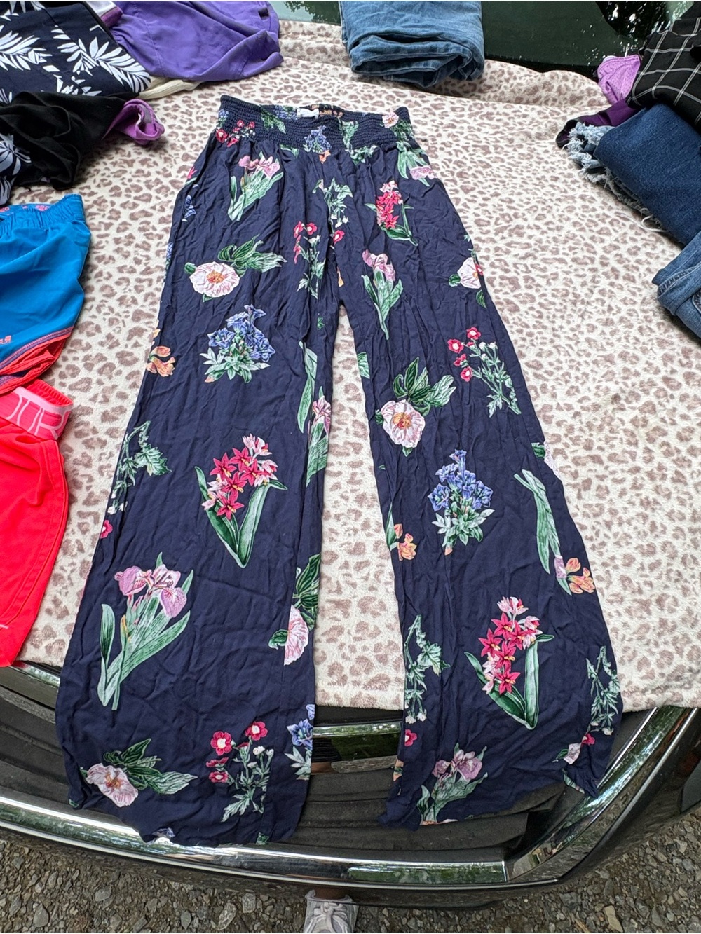 O'Neill Navy Wide Leg Floral Palazzo Pants Size Small